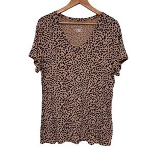 Apt. 9 Super Soft Tan Black Cheetah Print b-Neck T-Shirt Size XL
